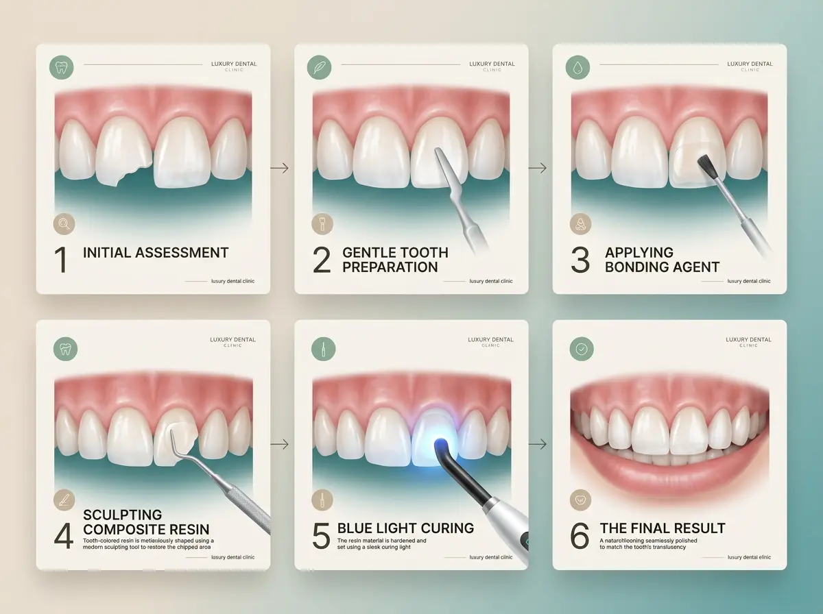 Step by step dental bonding process at Tooth Bar in Calgary
